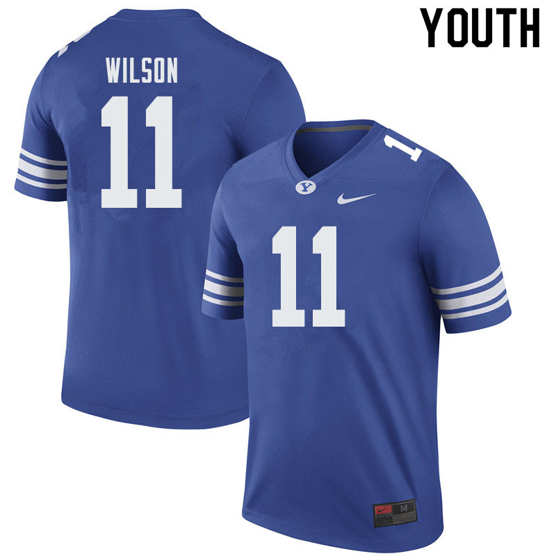Youth #11 Zach Wilson BYU Cougars College Football Jerseys Sale-Royal